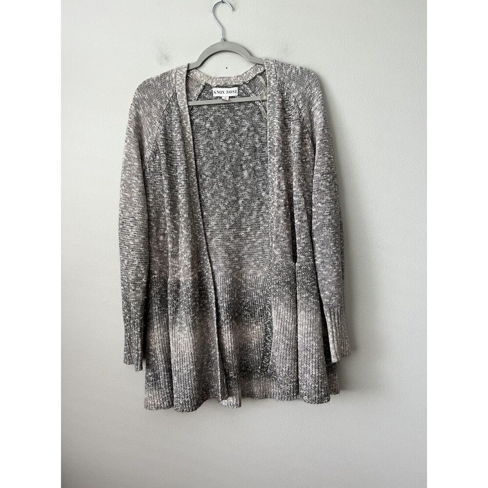 Knox Rose Women's Gray Brown Ombré Cardigan Sweater Open Knit Size Medium